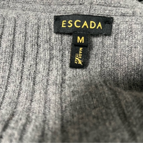 Escada Gray Ribbed Cashmere Virgin Wool Sweater - Picture 4 of 7